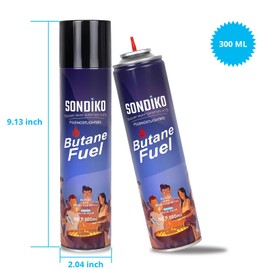 Sondiko Butane Refill 300 ml, Butane Fuel Refill, Lighter Fluid Refill Canister, Butane Refill for Torch Lighter, Butane Torch, Kitchen Blow Torch(2 Can)