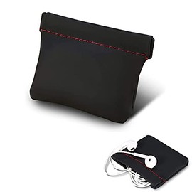 Earbuds Carrying Bag, 2Pcs PU Leather Headphone Storage Bag Replacement Carrying Protection Pouch Coin Purse Change Holder for Phone Earphone Accessories