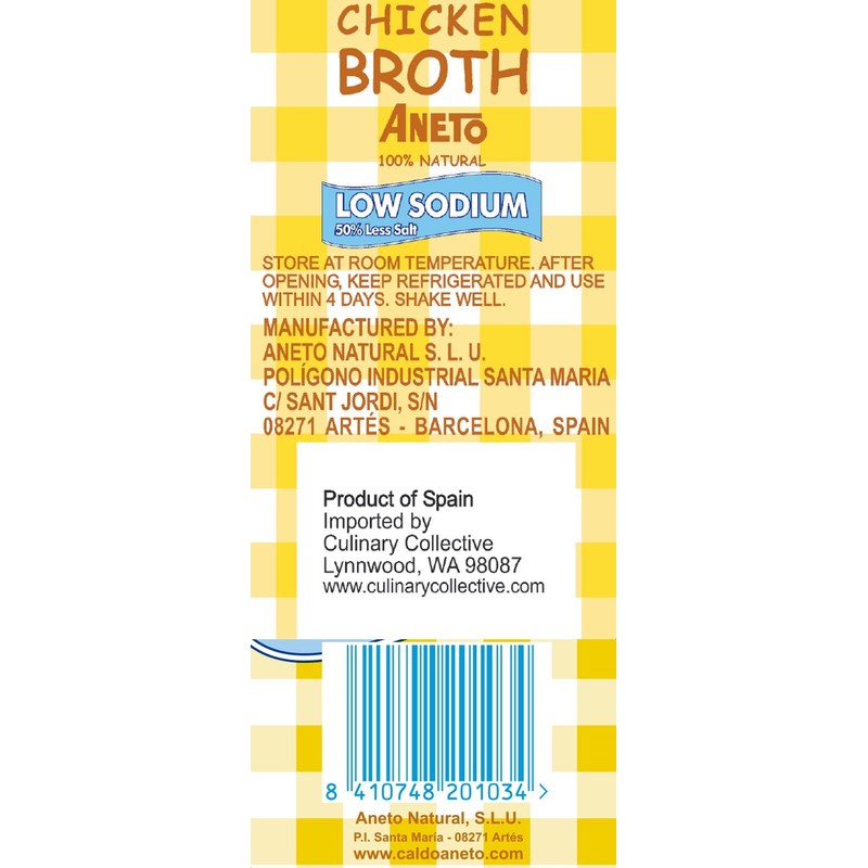 Aneto 100% Natural Low Sodium Chicken Broth | 34 Fl