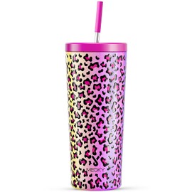 Meoky 24 oz Insulated Tumbler with Lid and Straw, Stainless Steel Vacuum Insulated Tumbler, Keeps Cold for 24 Hours, 100% Leak Proof, Fits in Car Cup Holder (Celebration)