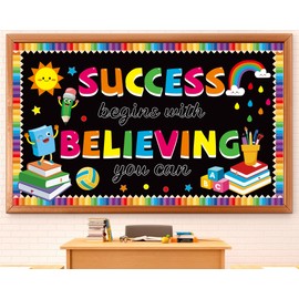 gisgfim Motivational Bulletin Board Decorations Success Begins with Believing You Can Paper Cutouts Inspirational Quote Bulletin Board Set for Back to School Classroom Kindergarten Wall Decor Supplies