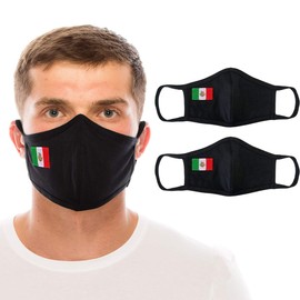 unik Cloth Face Covering with Mexican Flag Embroidered on The Side, 2 Pack, Washable and Reusable. Unisex- Adult Size