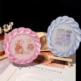 Resin Coaster Molds - 2PCS Elegant Jewelry Dish Tray Silicone Molds for Epoxy Resin Crafts, Concrete, Jesmonite | Ideal for DIY Food Trays, Trinket Dishes, and Photo Props