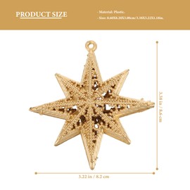 Cabilock 6pcs Plastic Golden Star Ornament, Christmas Tree Decoration 3D Gold Star for Holiday Christmas Party Decoration