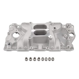 FGJQEFG Intake Manifold Aluminum Satin Compatible with Small Block Chevy SBC 305 327 350 400 1957-1986