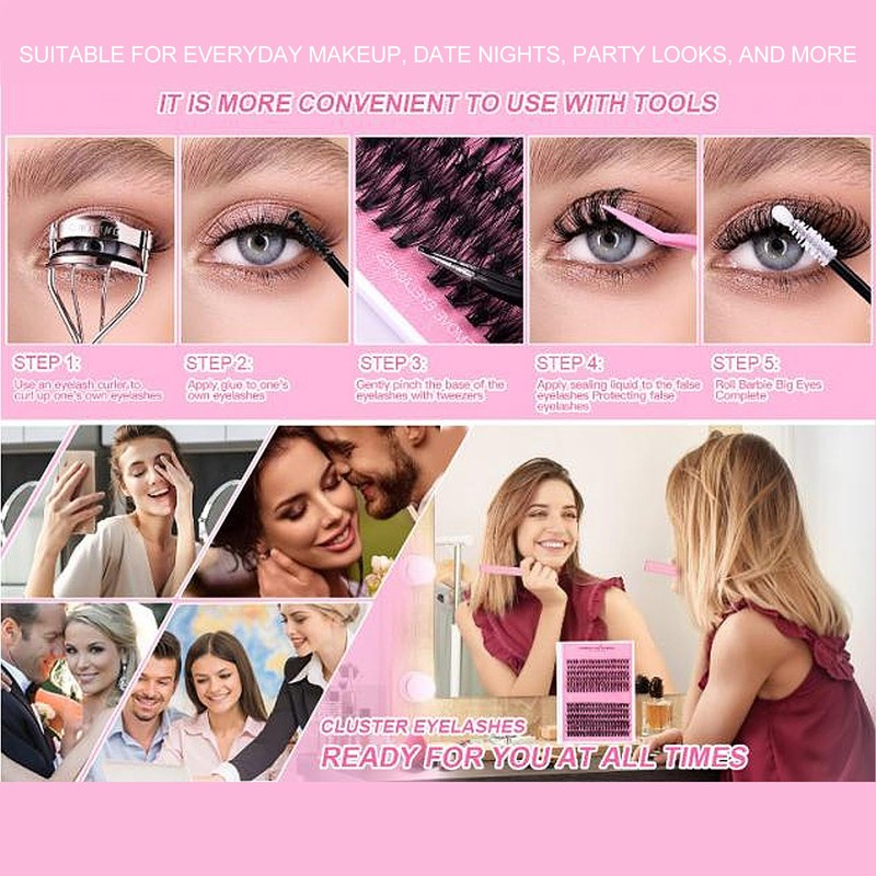 240 Pcs DIY Lash Extension Kit D Curl Cluster Lashes