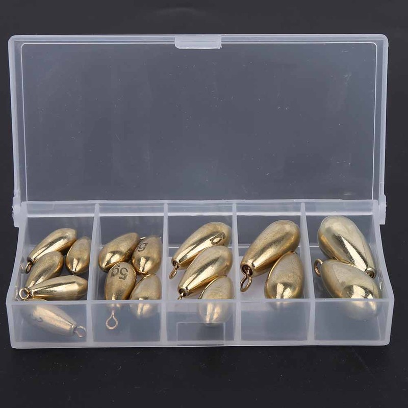 16pcs/Box Outdoor Fishing Copper Sinkers Weights Anglers Tackle Accessory