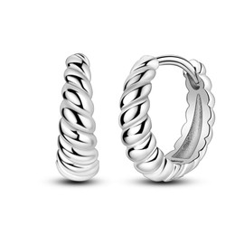 Parmuz 925 Sterling Silver Huggie Hoop Earrings for Women Post Pave Zirconia Cuff Small Hoop Earrings Chunky Earring Set, Cubic Zirconia, Cubic Zirconia