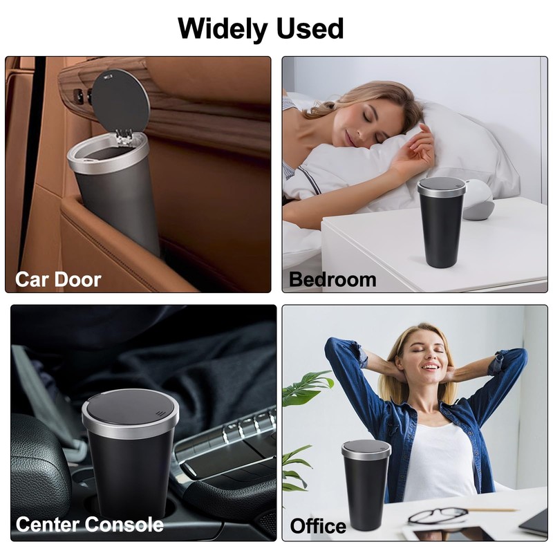 KINGTLE Car Trash Can with Lid, Small Automatic Rebound Portable