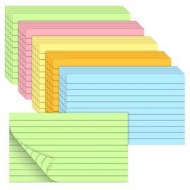 BIGNC 200 Pack Colored Index Cards 3 x 5 Inch, Double Side Lined, Flash Cards for Studying Taking Notes, Daily Recording