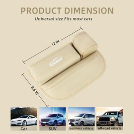 Car Seat Gap Filler,Premium Leather Car Seat Seam Padding Organizer, Car Center Console Organizer with Cup Holder, Universal Women's/Men's Interior Accessories for Cars, SUVs and Trucks (Beige Set)