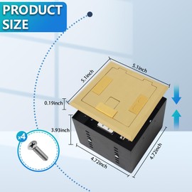 KYHSHJ Recessed Flat Hidden Socket Kit with 20 Amp Stainless Steel TR Receptacle Outlet Stainless+3-Port RJ45 Datacom Receptacle.Internal Height Adjustable，Corrosive Resistant Hardware，Brass