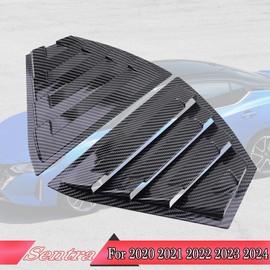 MUXEE 2Pcs Rear Side Window Louvers Air Vent Scoop Shades Cover Blinds Trim for Nissan sentra Sylphy 2020-2024 - ABS Carbon Fiber Sport Interior Accessories