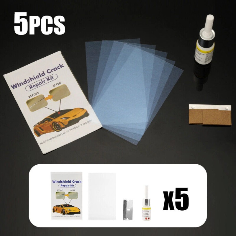 5-Pack Glass Nano Repair Fluid Car Windshield Resin Crack Tool