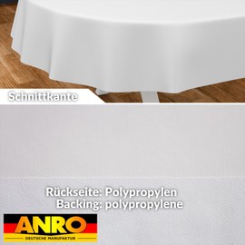 ANRO Oilcloth Tablecloth, Washable, Oilcloth, Garden Tablecloth, Outdoor, Indoor, Oval, 180 x 140 cm, Cut Edge, White