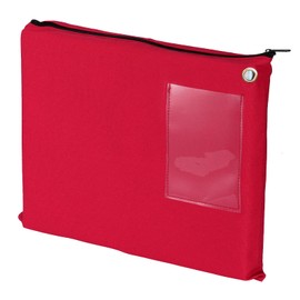 14×11Inch Large Bank Bag with Zipper Red Bank Deposit Bag with Grommet Interoffice Mailer Canvas Transit Sack for Documents Money Passport (red)