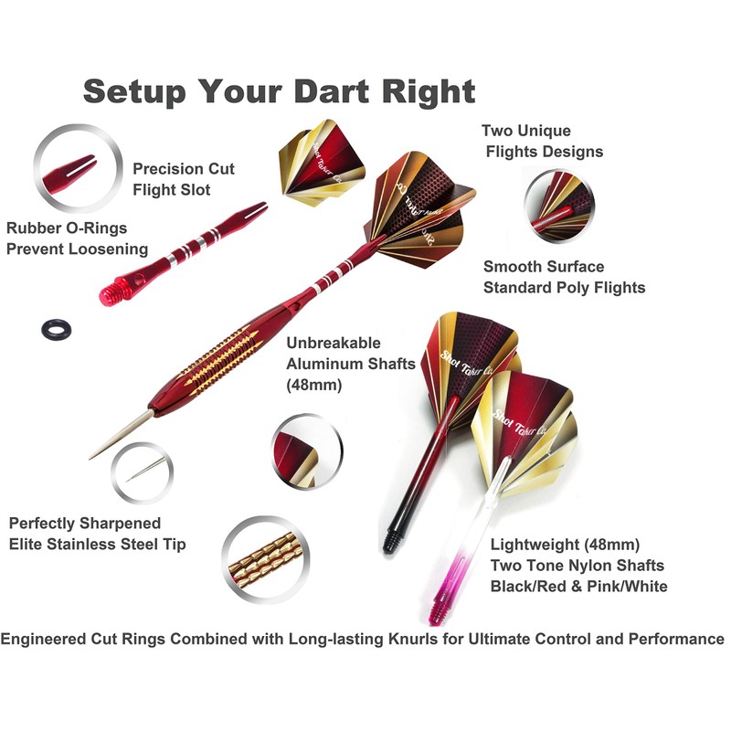 SHOT TAKER CO. EST. 2017 6pc Steel Tip Darts Set
