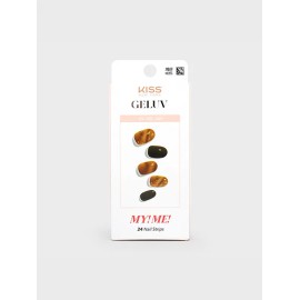 DAISO Kiss New York Geluv Miami Gel Nail 24pcs (Brown Amber Marble)