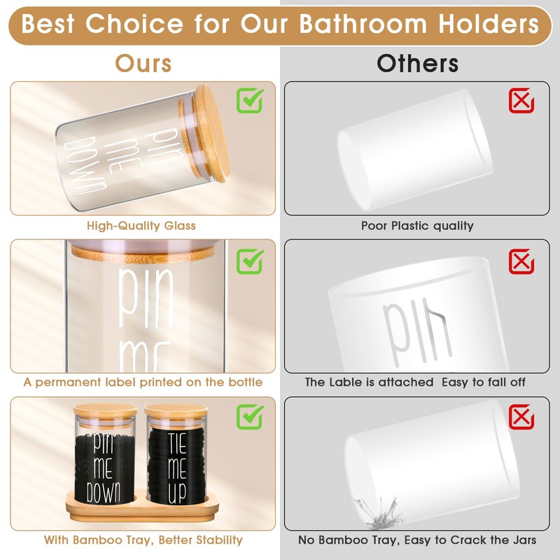 Funny Apothecary Jars 2 Pack Hair Tie Holder Organizers Bathroom