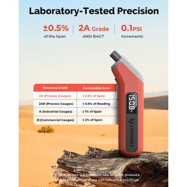 ETENWOLF T300 Digital Tire Pressure Gauge 3-200 PSI, Industrial Tire Gauge Calibrated to ANSI B40.7 Grade 2A(Plus-Minus 0.5%), Replaceable AAA Batteries, Dark Cyan