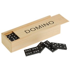 Mini Travel Set of 28 Dominoes in Wooden Storage Slide Box