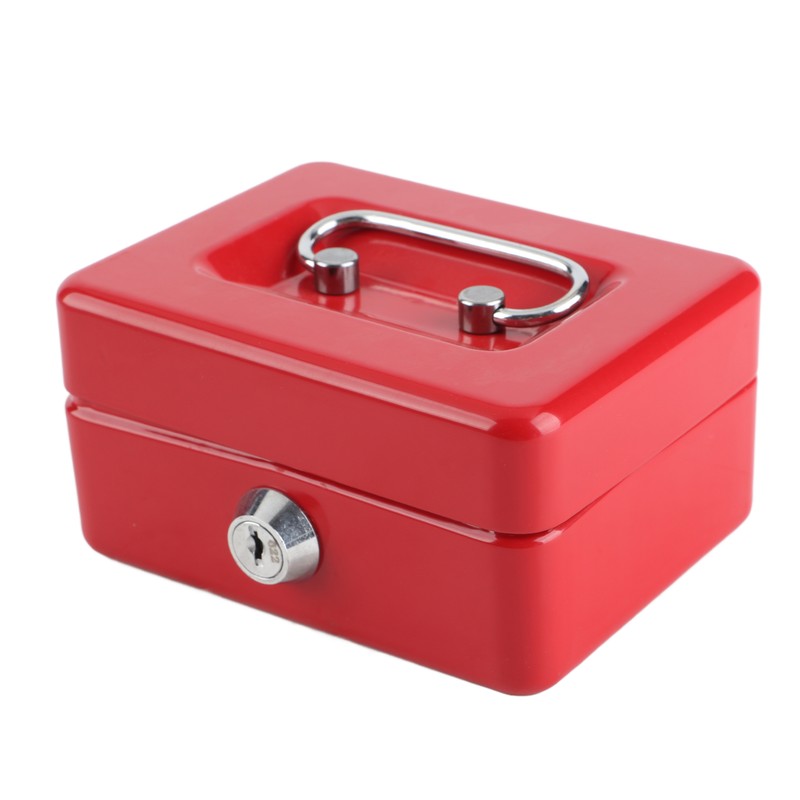 Cash Box with Money Tray Metal Storage Safe Lock Box