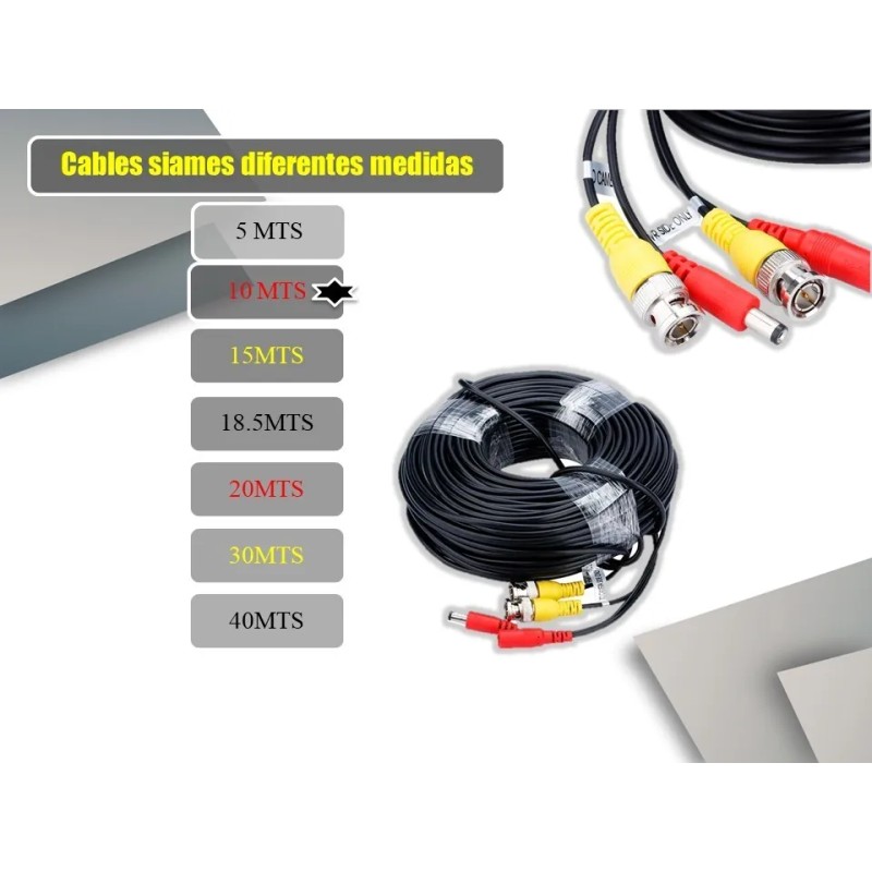Cable Siames Coaxial 10 Mts Para Camara Video Voltaje