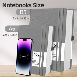 Mlife B5 Journal Notebooks College Ruled,Thick Notebook with 360 Numbered Pages,100Gsm Premium Thick Paper,Hardcover Journal for Men and Women,B5 Journal Lined Notebook for Work School&Writing(Grey)