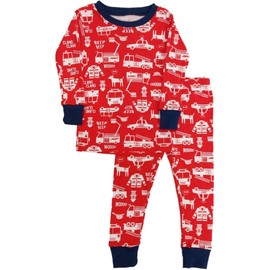 Carter's Boys' 2 Piece Snug Fit Cotton Pajama Set, Firetruck, 12 Months