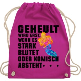 Turnbeutel Rucksack - Taschen - Geheult wird erst wenn es stark blutet American Football Spruch Geschenke Football Geschenkideen Weihnachten American Football Gifts I - Unisize - Fuchsia