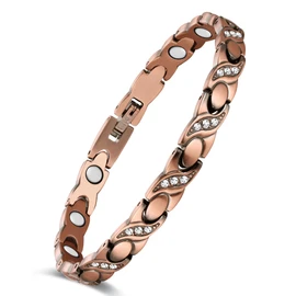 Feraco Pure Copper Bracelets for Women, Ultra Strength Magnetic Bracelet with 3500 Gauss Magnets & Sparkling Cubic Zirconia, Adjustable, Infinite Symbol