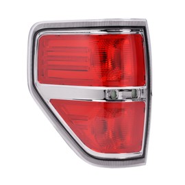 PIT66 Tail Lights, Compatible with 09-14 Ford F150 (Not Compatible on Flareside Models) 2 Door Regular Cab/4 Door Extra Cab/4 Door Crew Cab Chrome Trim Rear Tail Lamps Brake Lamps Left