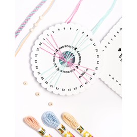 Folia 32039 - Braccialetti Kumihimo Pastell Rainbow, Kit di 16 Pezzi con Filato, Dischi per Annodare e Perline, Istruzioni Incluse.