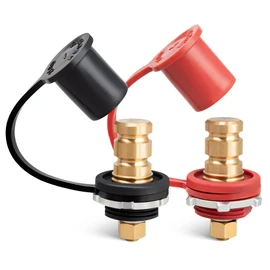 RED WOLF Remote Battery Terminal 3/8” M10 Stud, 250A Max DC 12V Battery Jumper Post Adapter Connector Relocation Heavy Duty for UTV ATV Automotive RV Truck Boat Trailer w/Insulating Cover