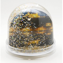 Snowglobe for You 50010 Photo Snow Globe Large with Picture Base Transparent Contents Silver and Gold Glitter 9 cm