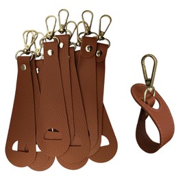 WQVSHRO 10 Pack Hat Clip for Travel on Bag PU Leather Cap Holder Hat Clip Hands Free for Travel Backpack Without Indentation Hanging Hats,Sunglasses, Car Keys(Brown)