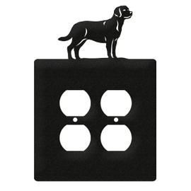 SWEN Products Labrador Metal Wall Plate Cover (Double Outlet, Black)