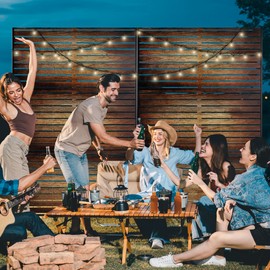 Metal Privacy Screen for Outdoor & Indoor Use, Free Standing Privacy Screen for Patio Garden Pool, 72" H x 47" W Decoative Privacy Panels, Weather Resistant, Easy Assembly (Wood Grain)