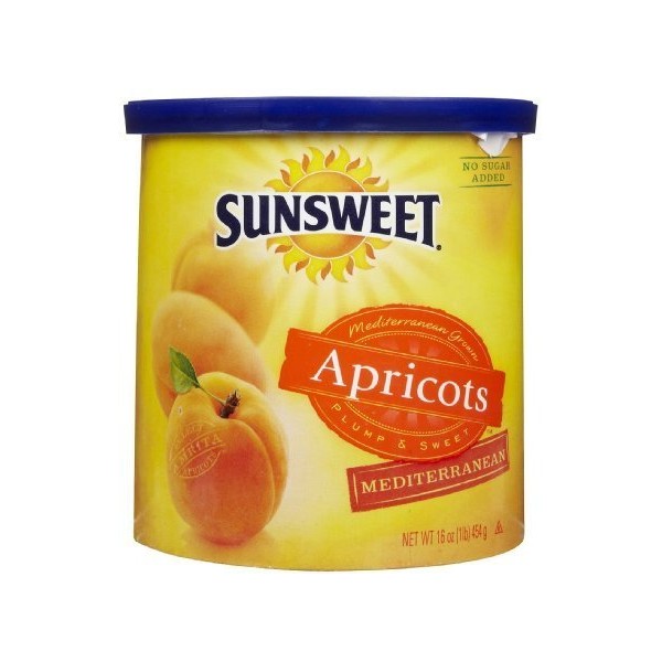 Sunsweet Apricots Mediterranean 16 Ounce/Canister, (Pack of 2)