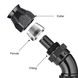 EVIL ENERGY 6AN 45 Degree PTFE One Piece Full Flow End Hose Fitting Aluminum Black