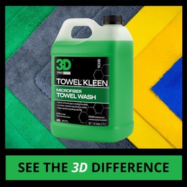 3D Towel Kleen Concentrated Microfiber Detergent - Deep Cleans, Restores & Maintains Car Wash Towel Life - Low Foam, No Residue Premium Laundry Soap 1 Gallon