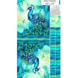 Northcott 24" X 44" Panel Lightweight Canvas Bag Panel Peacocks Decor Fabric Panel D456.17