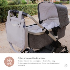 MIMUSELINA Bebe Bread Bag, Baby Bag with Practical and Functional Design, Zip and Adjustable Strap, Changing Bag for Walking with Your Baby, Pearl Avenue