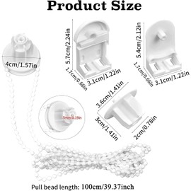 Roller Blind Fittings Replacement Repair Kit,25mm Plastic Roller Blind Spares,Curtain Roller Blind Brackets Accessories with Beaded Chain Spare Kit for Curtain Rods/Blackout Roller Blind Brackets