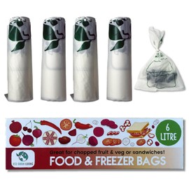 Eco Green Living Compostable Food Storage Freezer Bags (6L x 4 Rolls, Total 80 Food Bags) | Eco-Friendly, Biodegradable and Leak-proof Sandwich Bags Keep Your Food Fresh