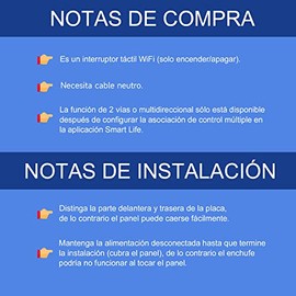 WiFi Interruptor de Pared, Apagadores Inteligente Interruptor 2.4GHz WiFi Interruptor Funciona con Alexa Google Home y IFTTT, Control Remoto, APP Smart Life/Tuya, Requiere Línea Neutra