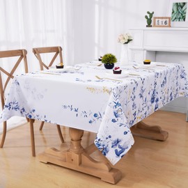 Floral Tablecloth Rectangle, Watercolor Wildflower Table Cloth, Spring Summer Waterproof Polyester Fabric Wrinkle Free Tablecloths for Outdoor, Picnic, Camping, Kitchen, Dining Room, 60x104 Inch