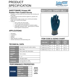 4 Pair Safetyware Gripper Cut Oil Resistant Proof Safety Work Gloves Rubber Palm Coated Bulk for Gardening Mechanic Construction General Purpose (Large)