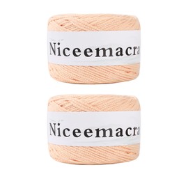 Niceemacra 2 Skeins of Crochet & Knitting Yarn for Beginners 1.5mm x 150m,100% Cotton Rope 1.5mm Crochet Bag Cord Crochet Thread for Knitter (Inulin)