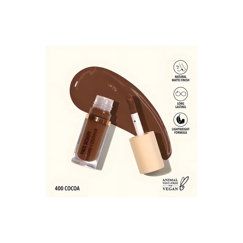Contorno Líquido Moira Cosmetics Face Sculpt Mate Tono Cocoa Vegano